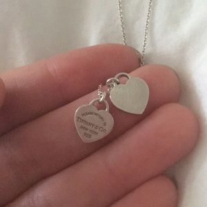 Double heart silver Tiffany necklace